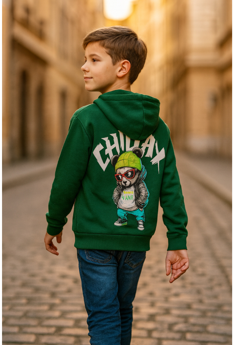 Großhändler Squared & Cubed - Dicker Kapuzenpullover mit Reißverschluss für Jungen mit Vorder- und Rückendruck