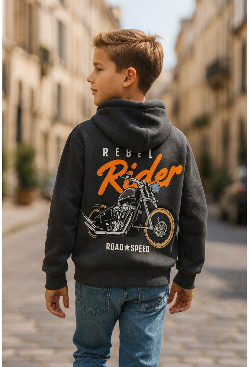 Großhändler Squared & Cubed - Dicker Jungen-Kapuzenpullover mit Reißverschluss und Vorder- und Rückendruck