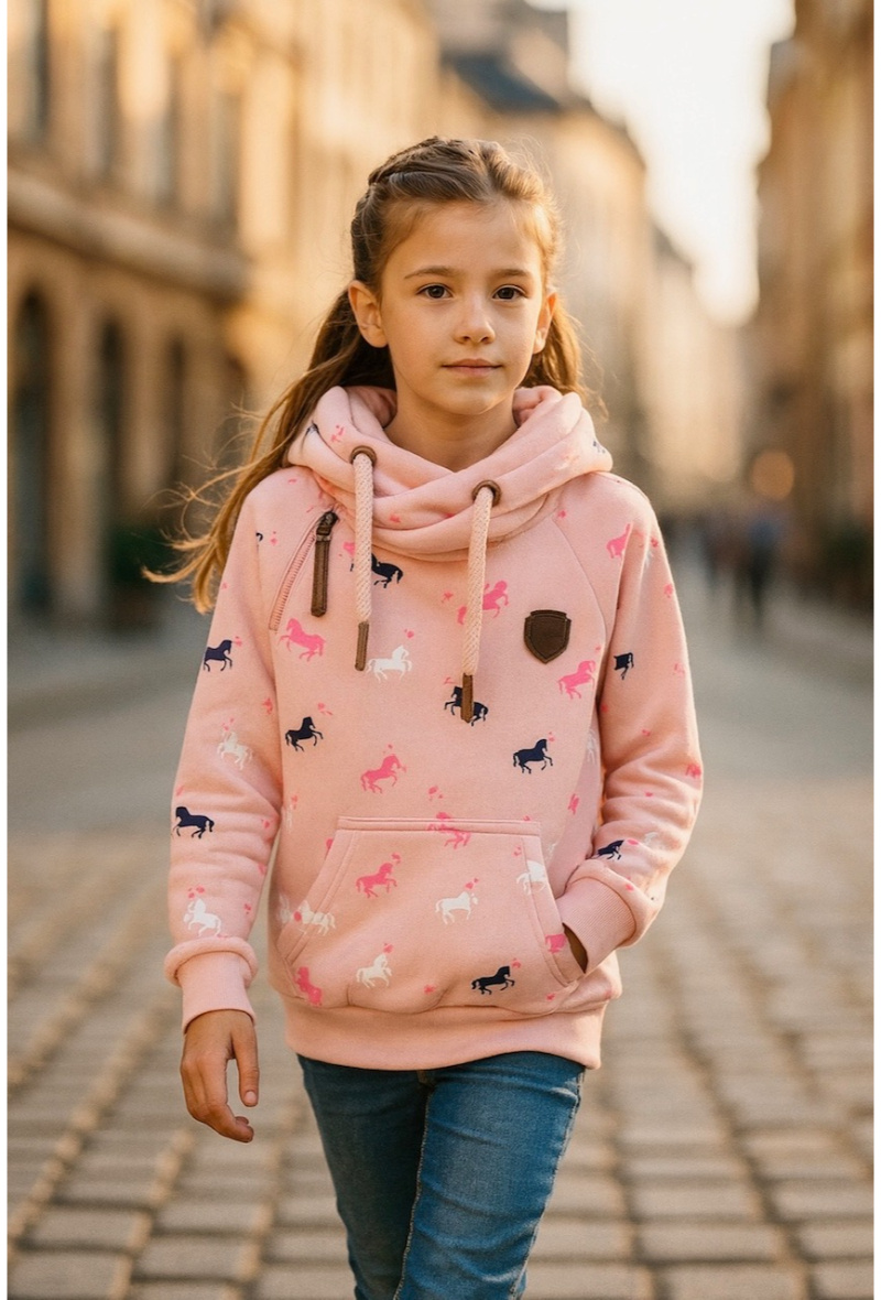 Mayorista Squared & Cubed - Sudadera con capucha para niña con estampado de caballos