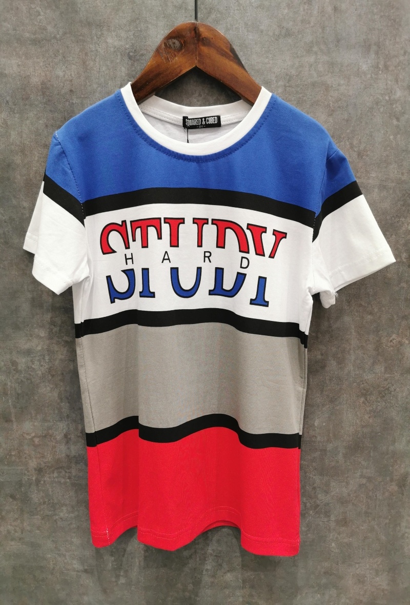 Grossiste Squared & Cubed - Tshirt imprimé color block "STUDY HARD"