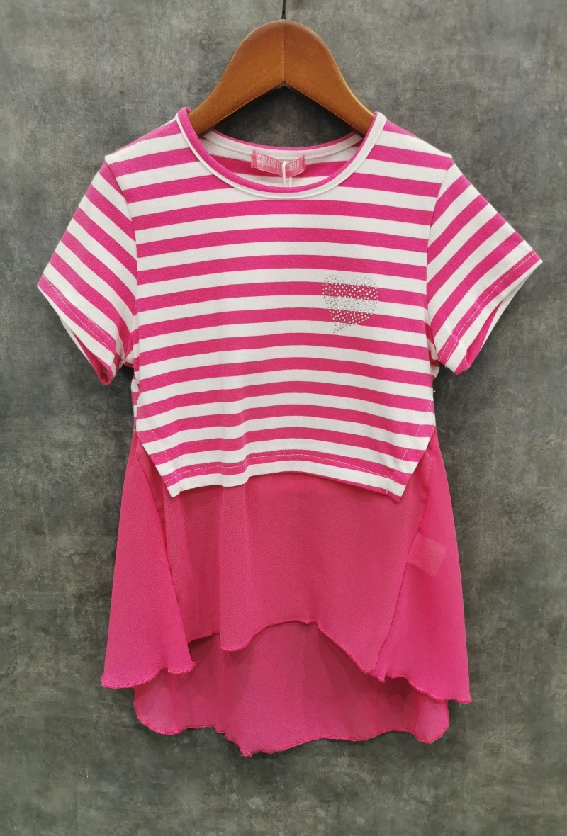 Grossista Squared & Cubed - Maglietta a righe con chiffon