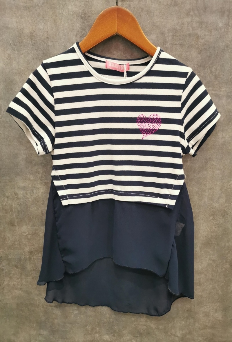 Grossiste Squared & Cubed - Tshirt rayé avec mousseline