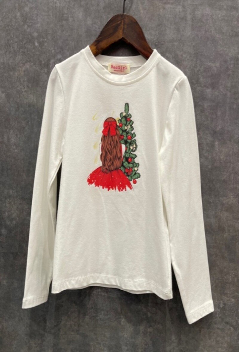 Grossiste Squared & Cubed - Tshirt manches longues molletonné imprimé "CHRISTMAS BROWN-HAIRED GIRL"