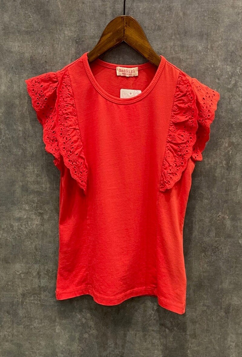 Grossiste Squared & Cubed - Tshirt à volants avec broderie anglaise