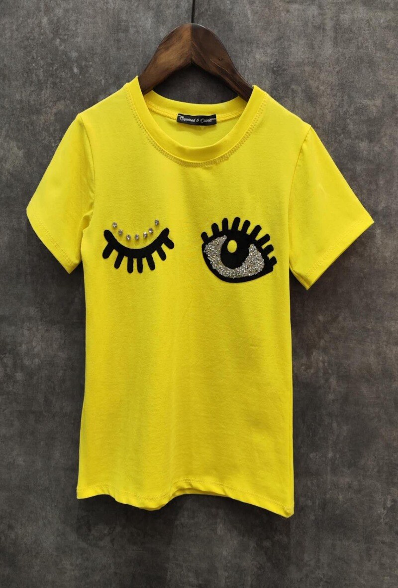 Grossiste Squared & Cubed - Tshirt manches courtes avec strass fille EYE