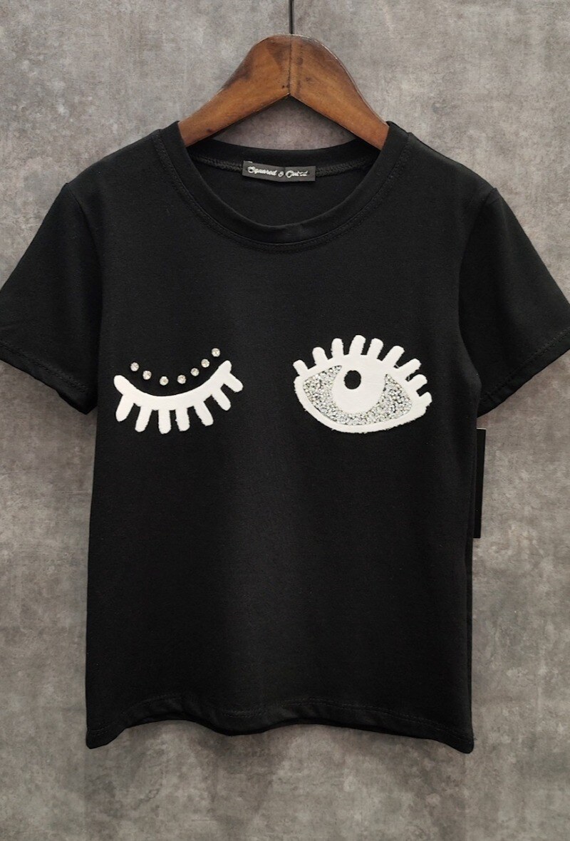 Grossiste Squared & Cubed - Tshirt manches courtes avec strass fille EYE