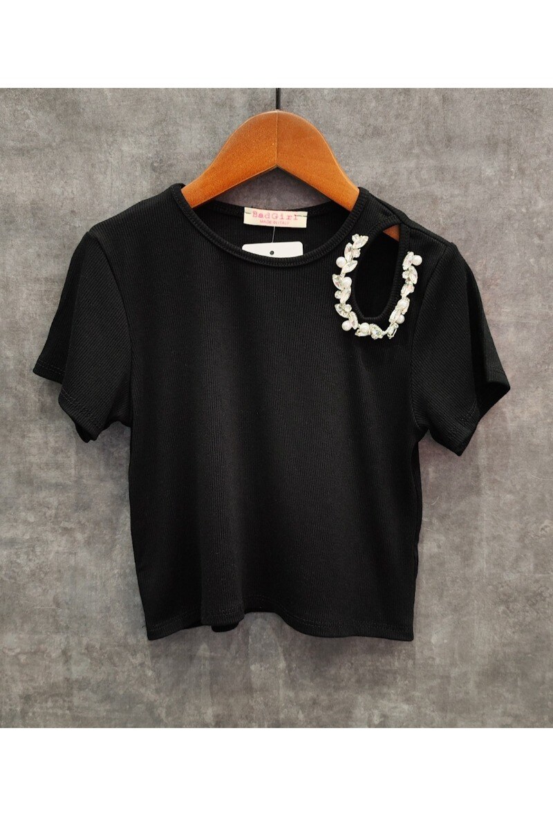 Grossiste Squared & Cubed - Tshirt en rib avec ornements en strass
