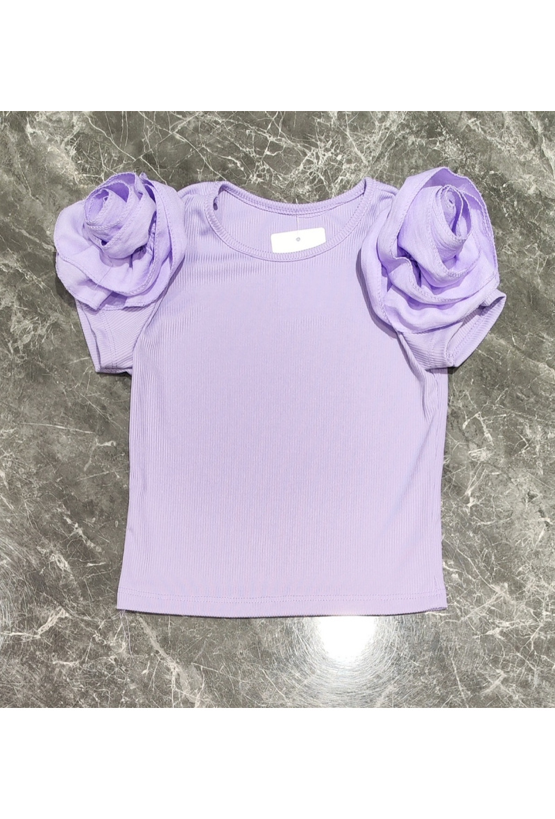 Großhändler Squared & Cubed - Mädchen-T-Shirt mit Blumen an den Ärmeln