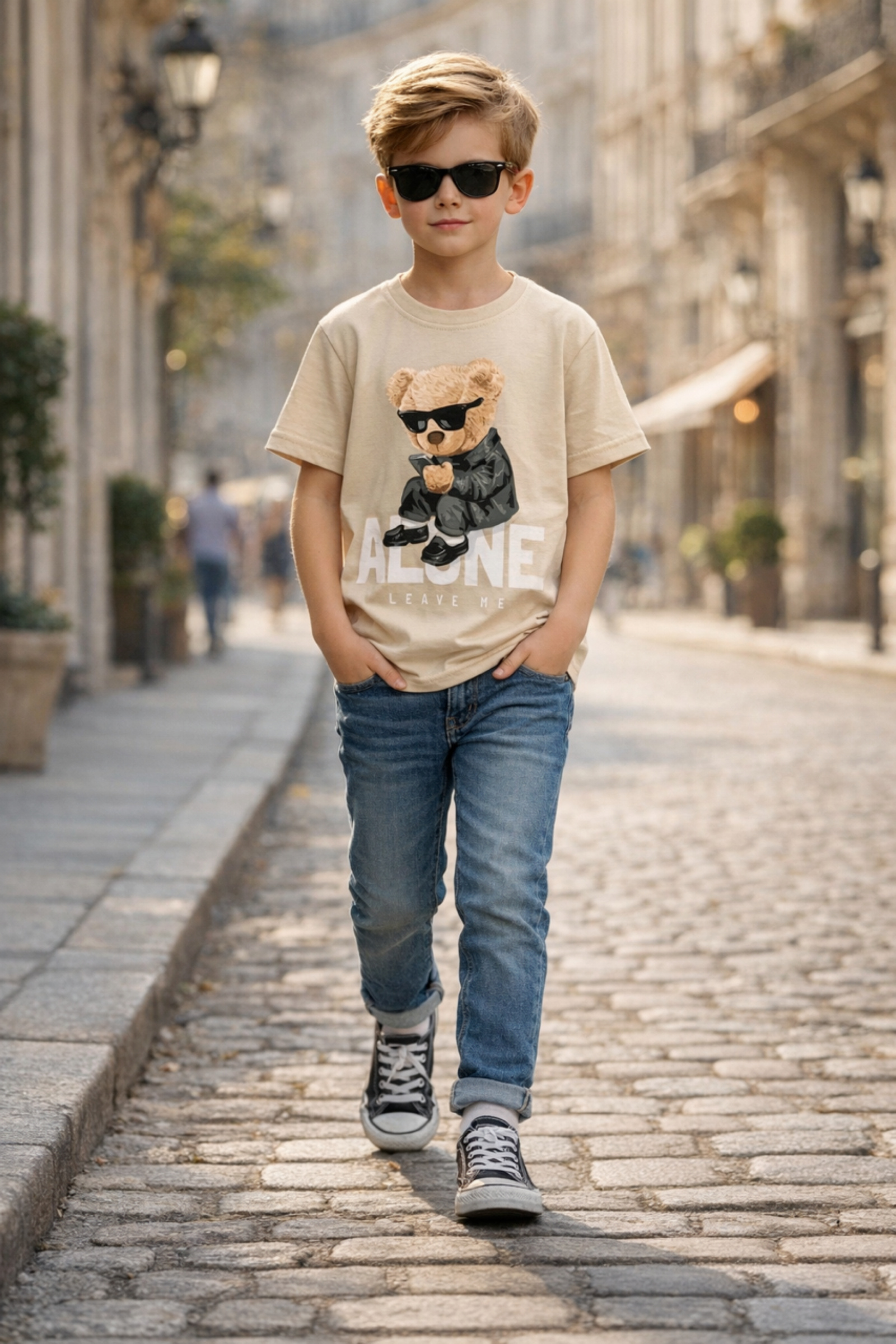 Grossiste Squared & Cubed - Tshirt garçon en coton avec imprimé ourson ludique
