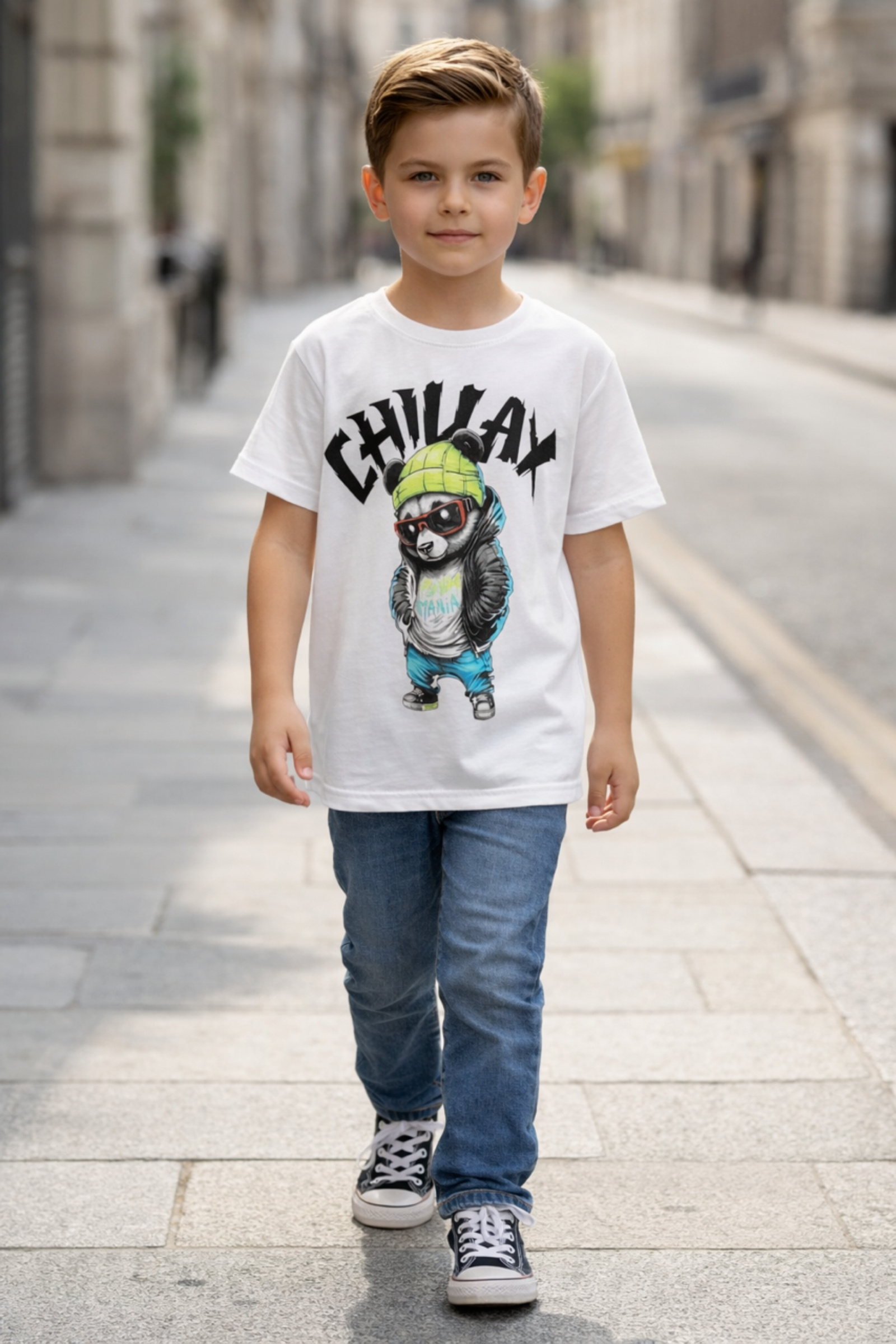 Grossiste Squared & Cubed - Tshirt garçon en coton avec imprimé panda ludique
