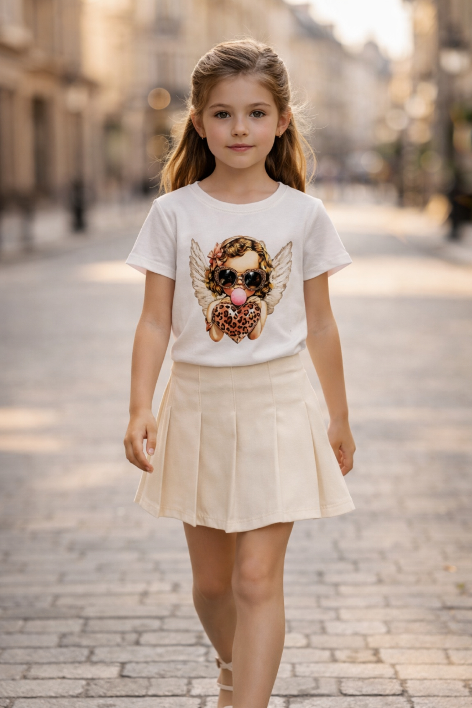 Mayorista Squared & Cubed - Camiseta de algodón para niña con estampado de ángel