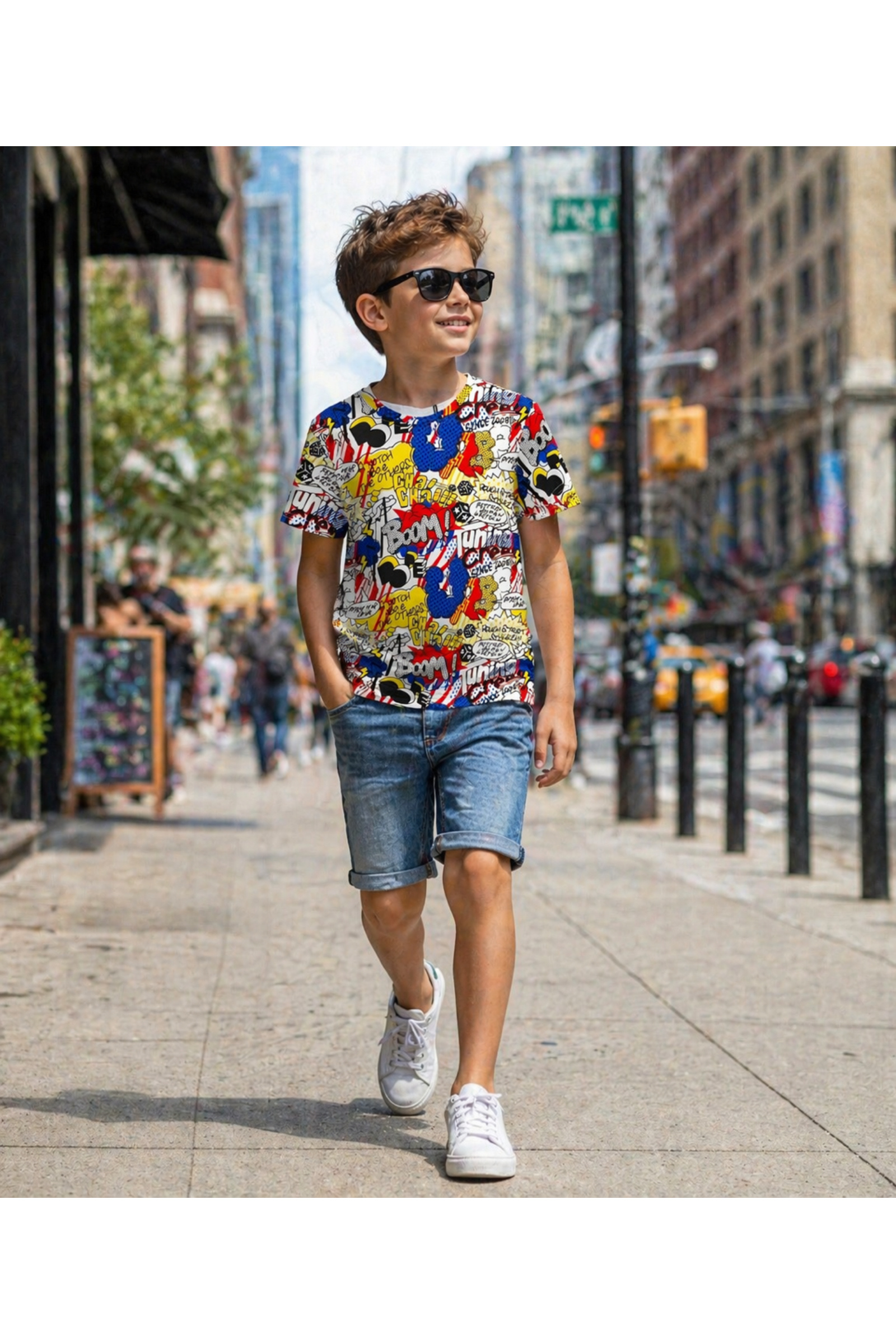 Mayorista Squared & Cubed - Camiseta de algodón para niño con estampado integral