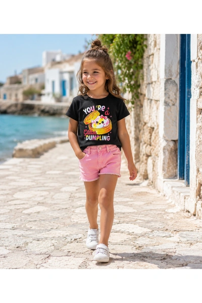 Großhändler Squared & Cubed - Mädchen T-Shirt mit Glitter Dumpling Print Großhändler Squared & Cubed - Mädchen T-Shirt mit Glitter Dumpling Print