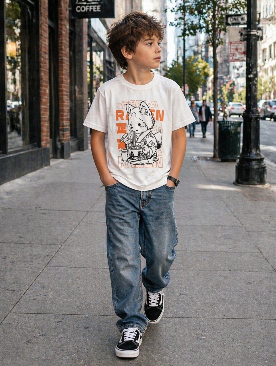 Mayorista Squared & Cubed - Camiseta de algodón para niño con estampado de Ramen