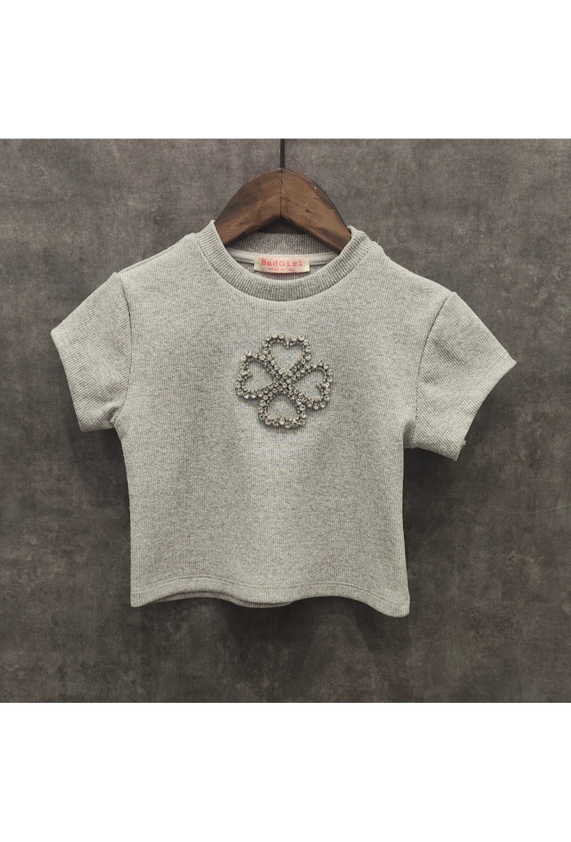 Wholesaler Squared & Cubed - Crop top in ribbed cotton with rhinestones