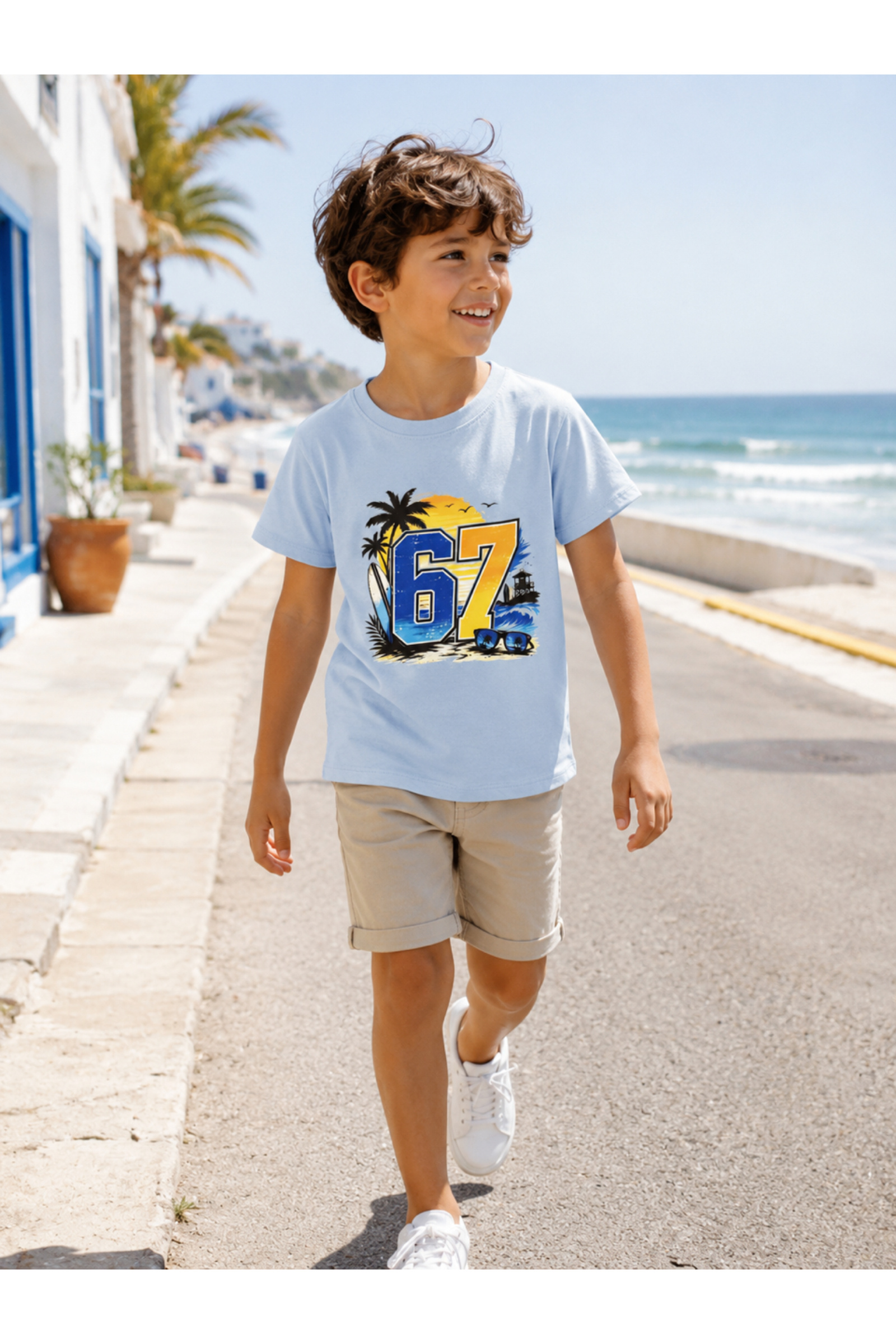 Grossiste Squared & Cubed - Tshirt en coton garçon à imprimé Beach 67