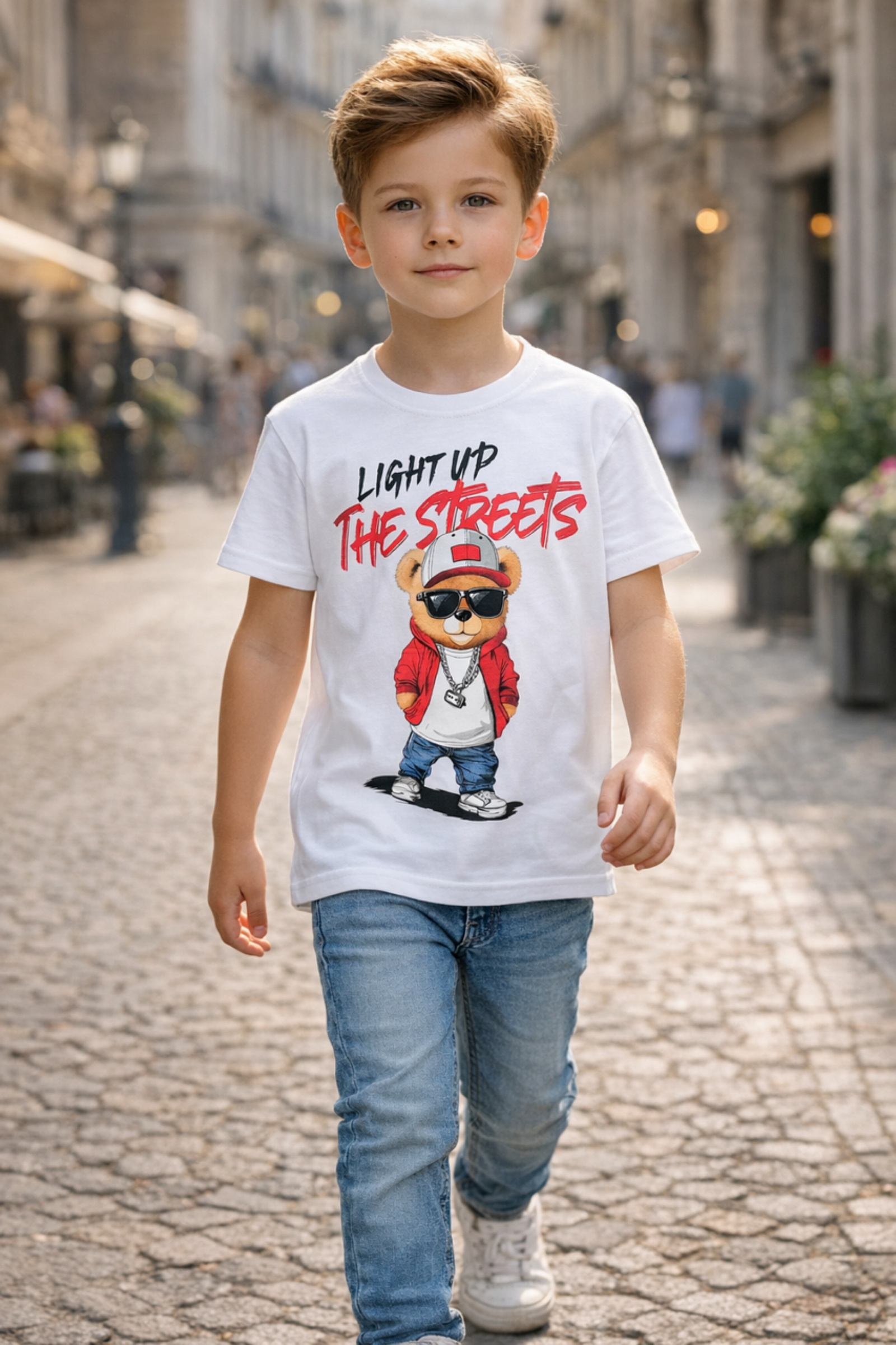 Grossiste Squared & Cubed - Tshirt en coton garçon avec imprimé ourson fantaisie