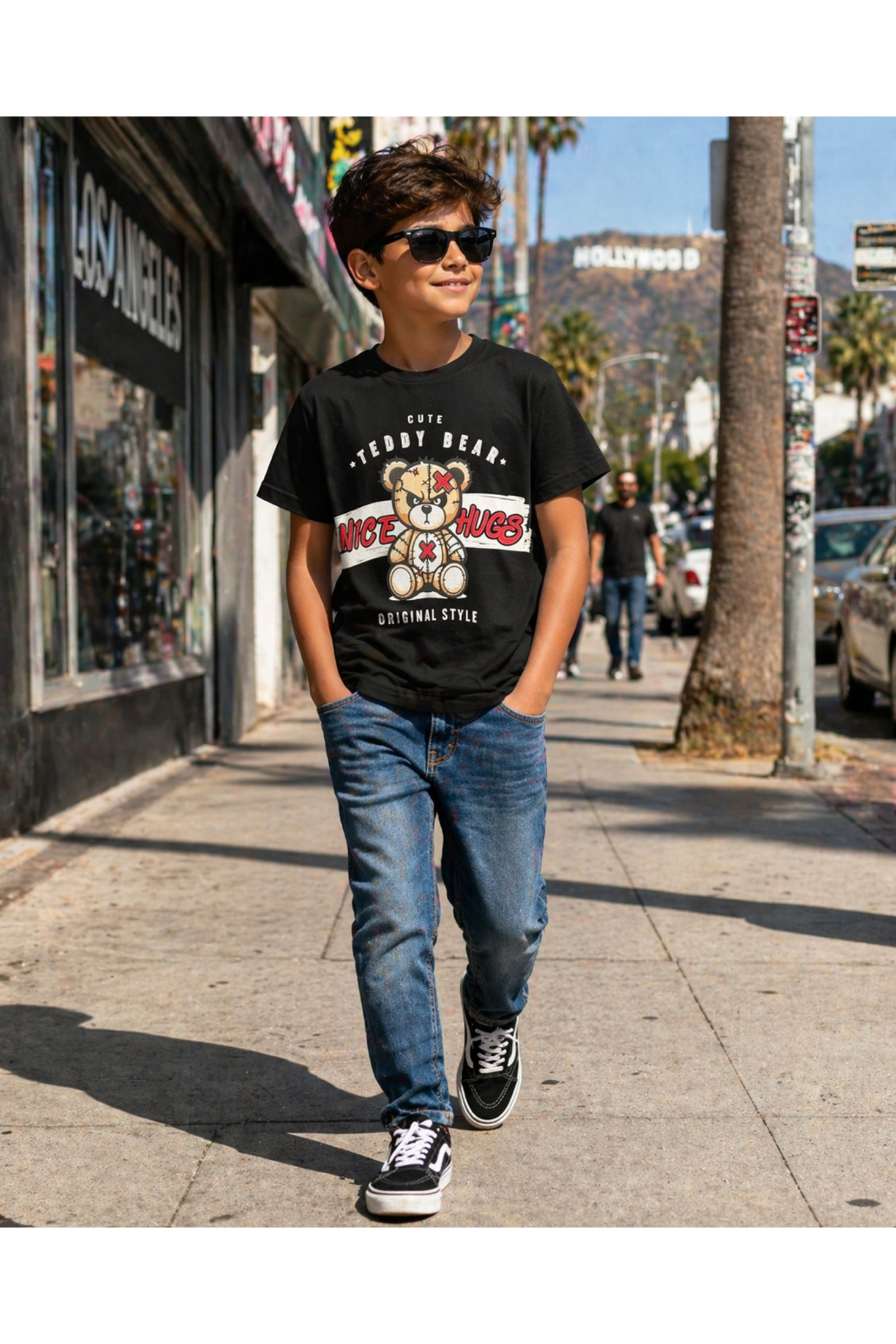 Grossiste Squared & Cubed - Tshirt en coton garçon avec impression ourson fantaisie