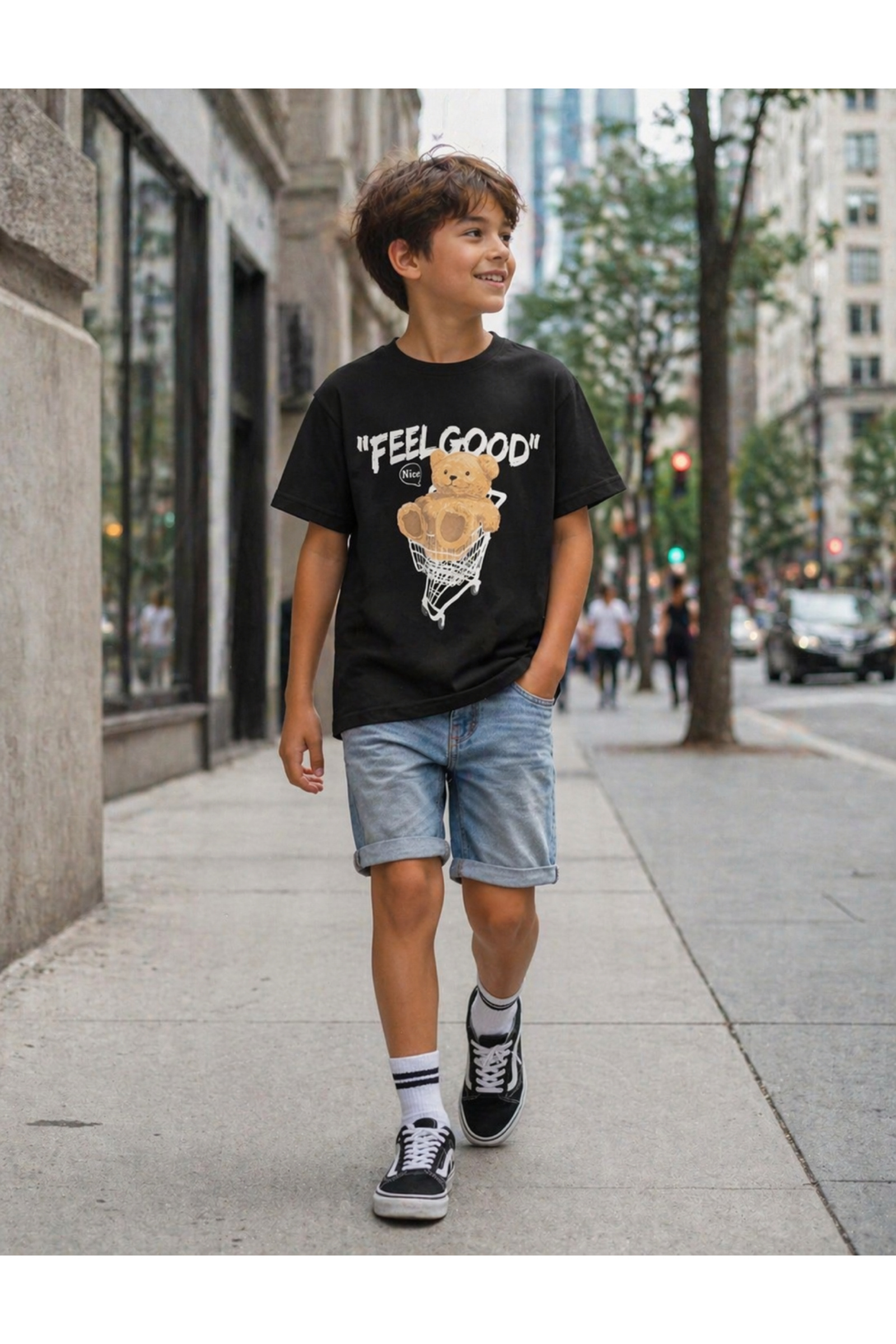 Grossiste Squared & Cubed - Tshirt en coton garçon avec imprimé ourson fantaisie