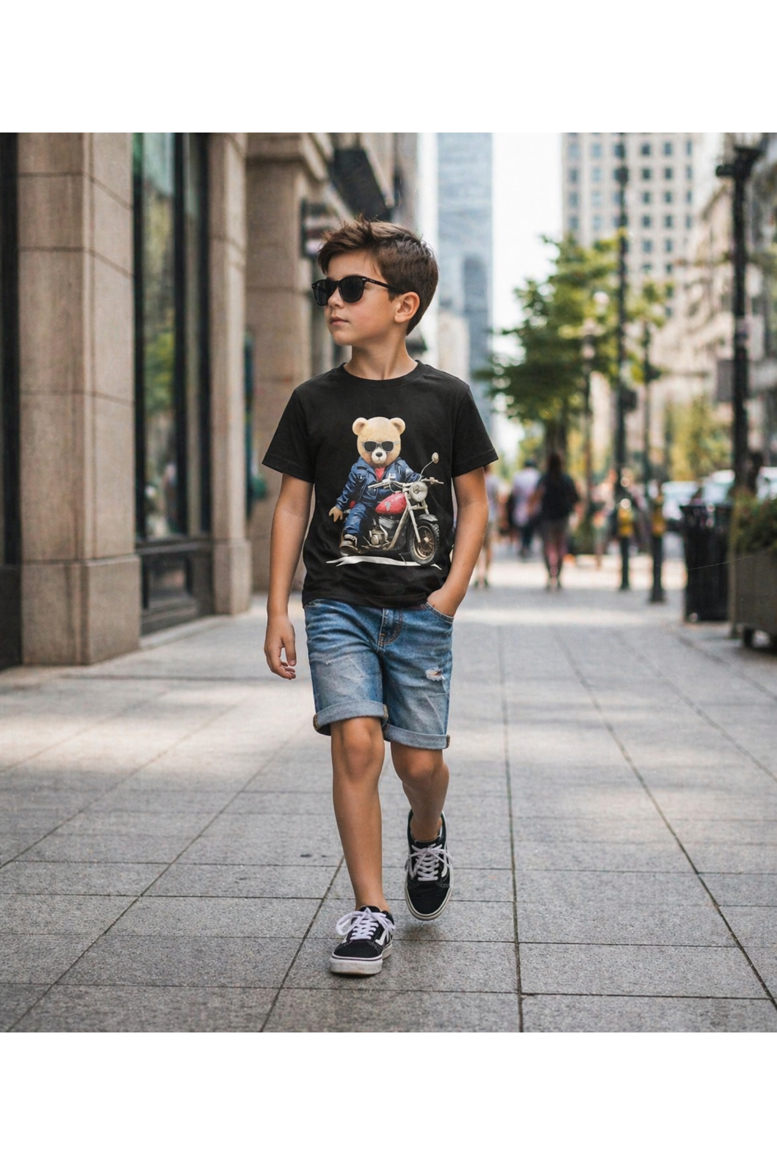 Grossiste Squared & Cubed - Tshirt en coton garçon avec imprimé ourson fantaisie