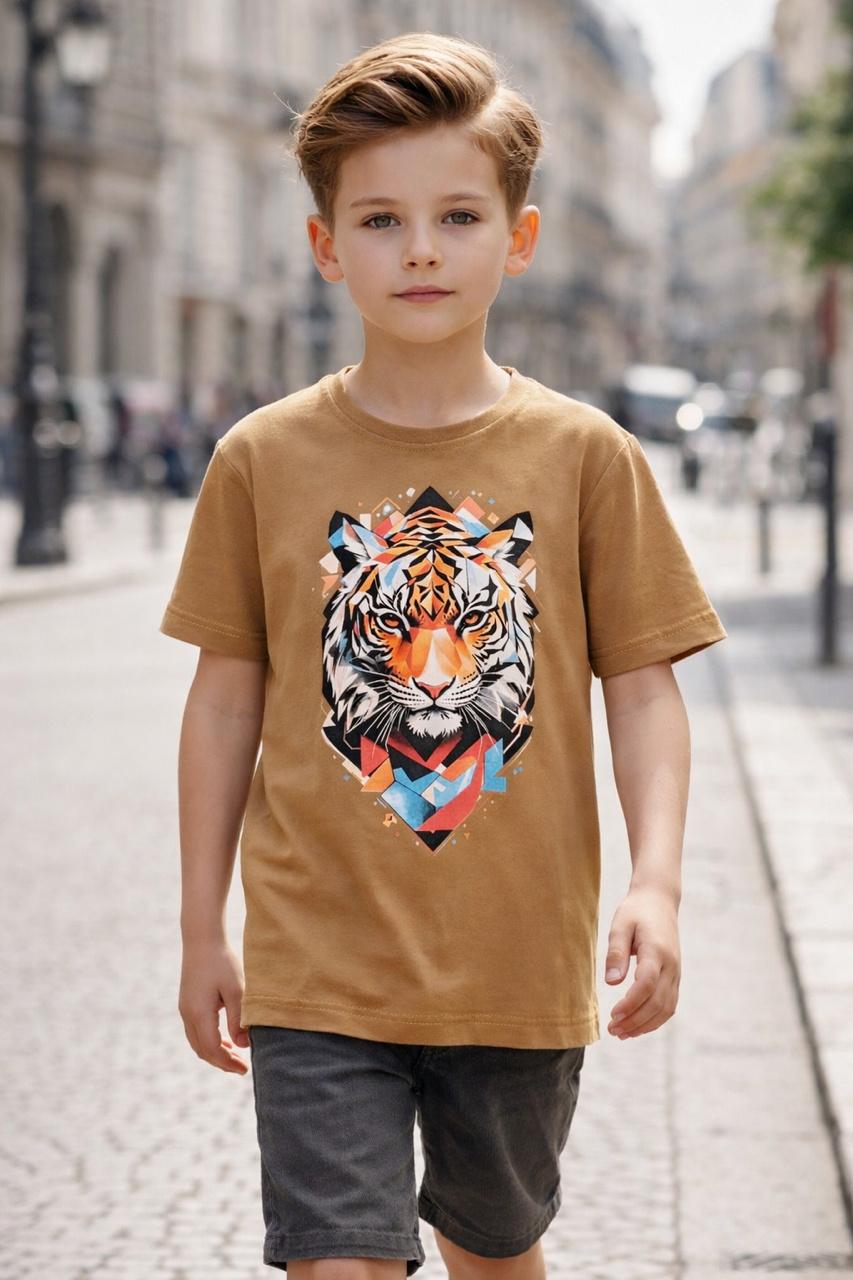 Mayorista Squared & Cubed - Camiseta de algodón para niño con estampado felino