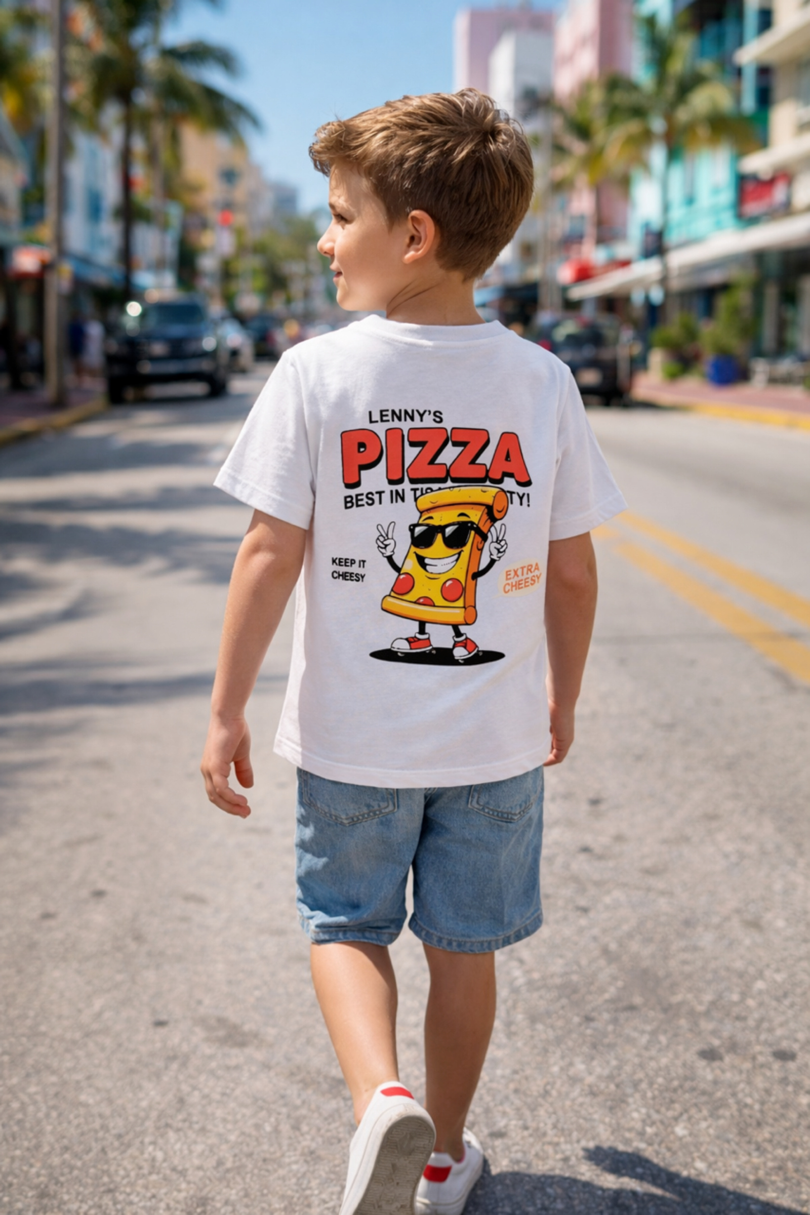 Grossiste Squared & Cubed - Tshirt garçon en coton avec impression face + dos PIZZA