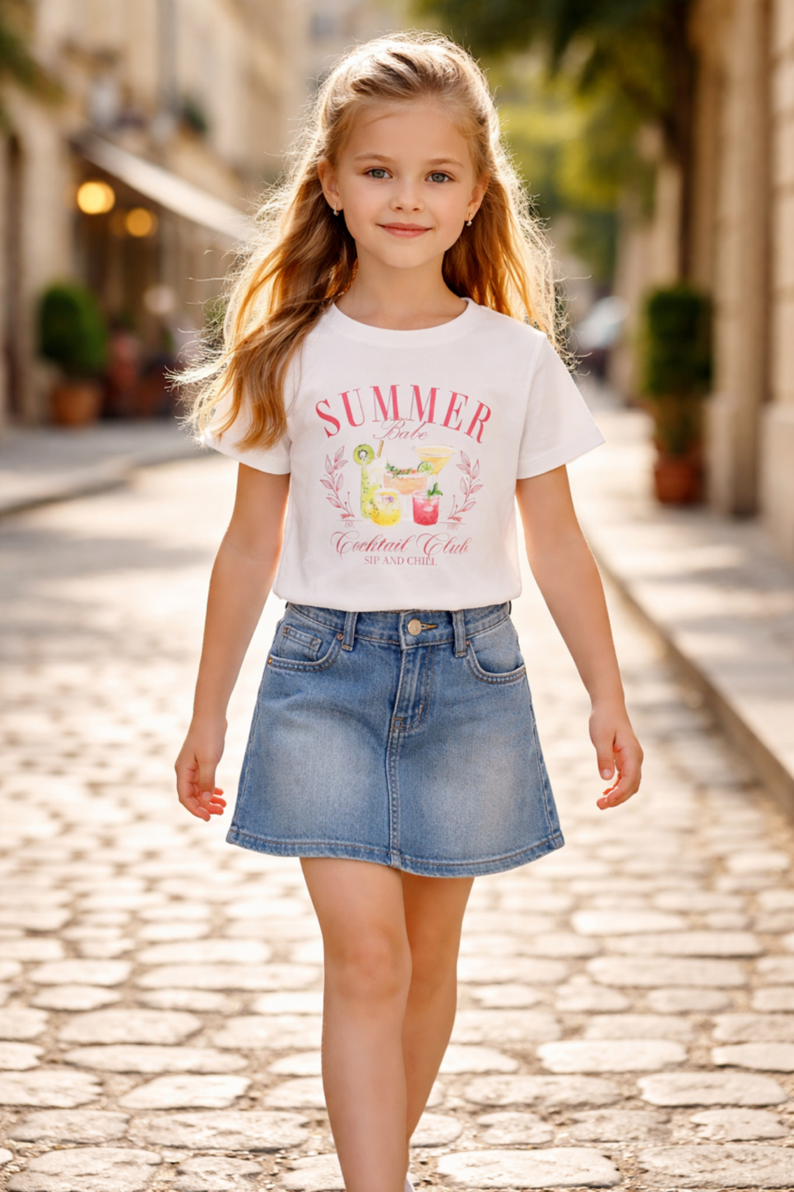 Wholesaler Squared & Cubed - Girls' cotton t-shirt with Summer Cocktail print