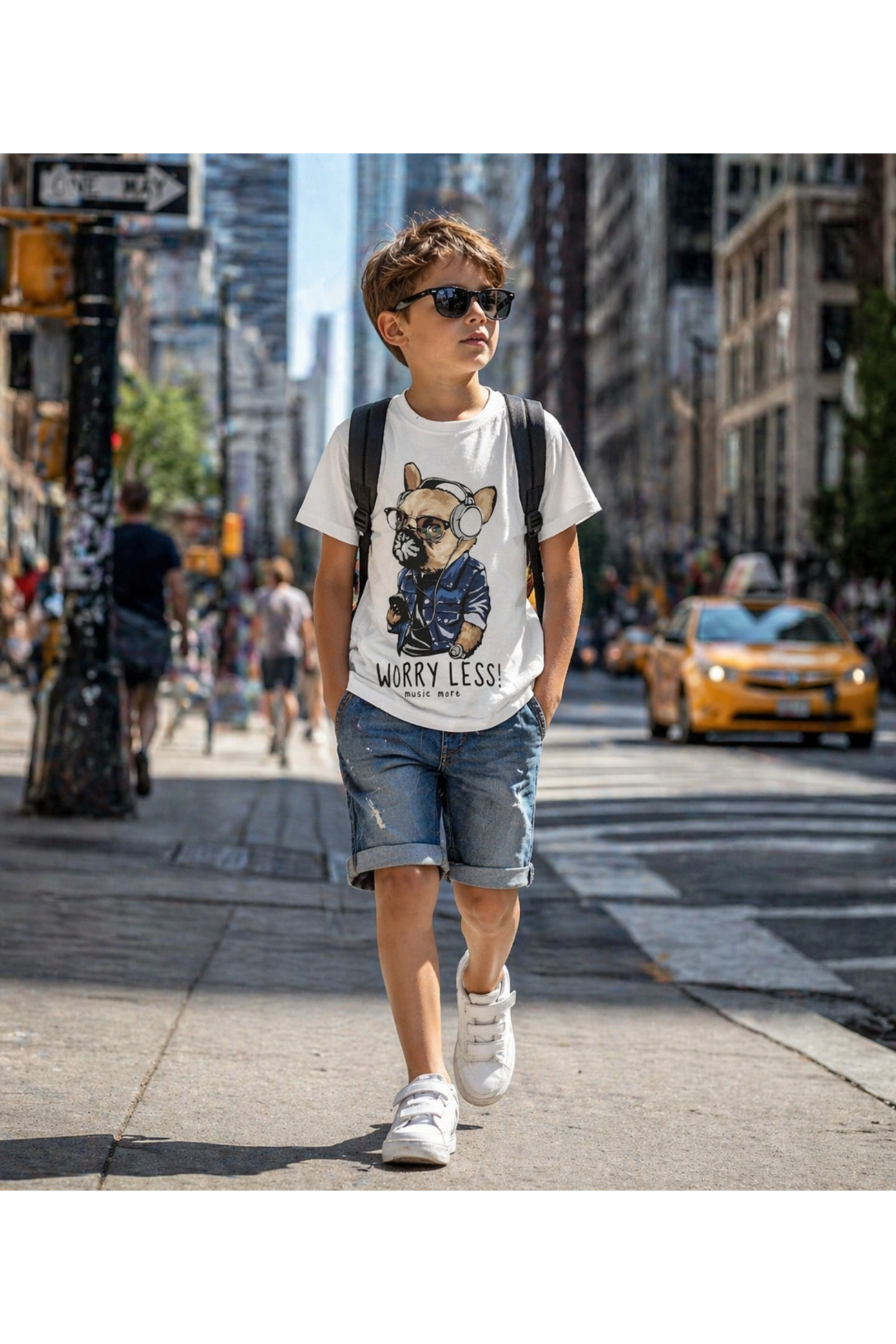 Grossiste Squared & Cubed - Tshirt en coton garçon à impression Worry Less