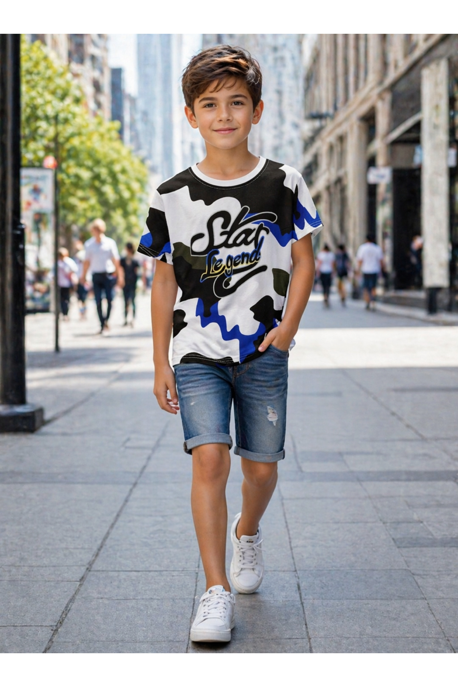 Grossiste Squared & Cubed - Tshirt en coton garçon à imprimé camouflage coloré