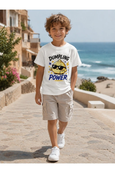 Großhändler Squared & Cubed - Jungen T-Shirt mit Dumpling Power Print Großhändler Squared & Cubed - Jungen T-Shirt mit Dumpling Power Print