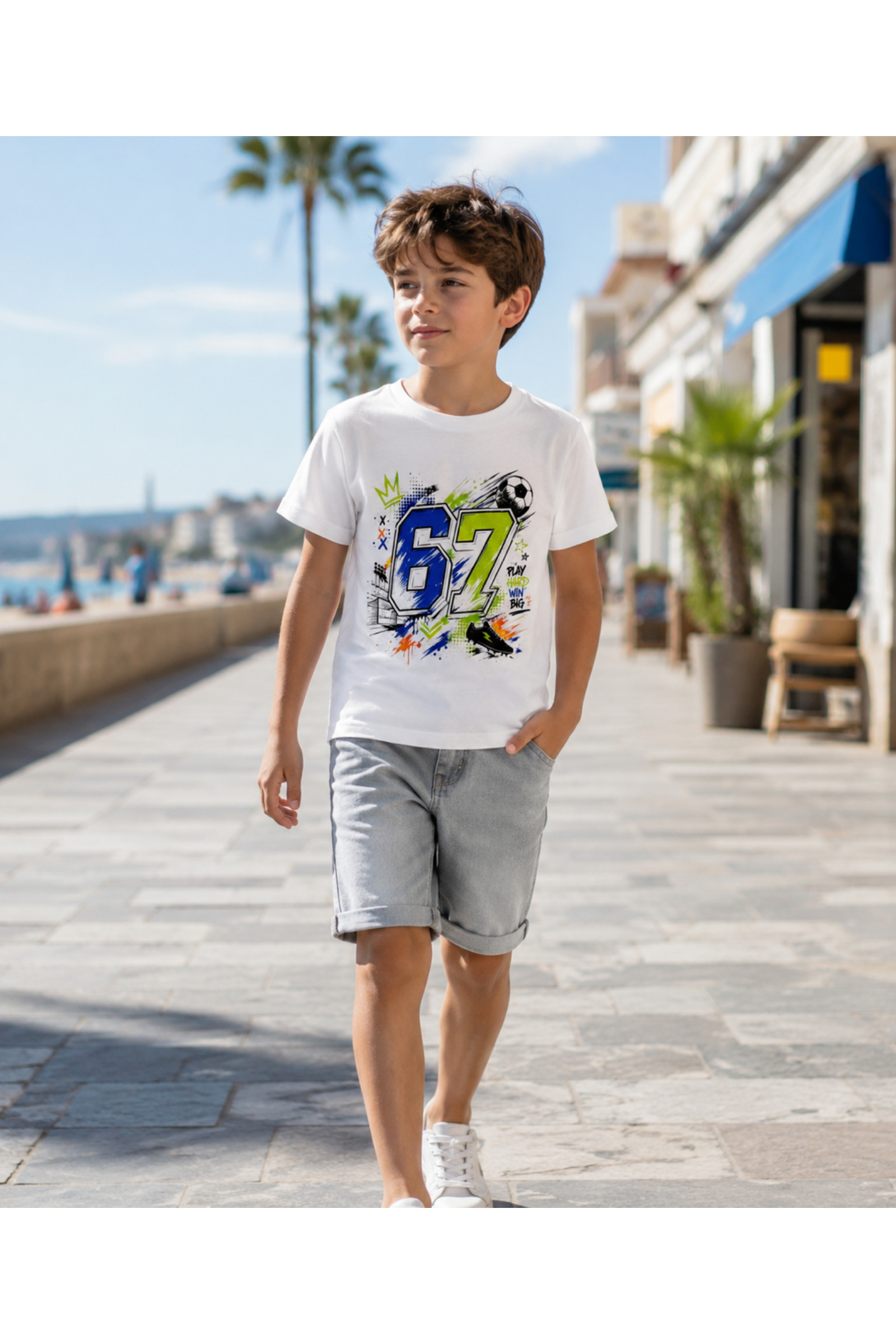 Grossiste Squared & Cubed - Tshirt en coton garçon avec impression Football 67