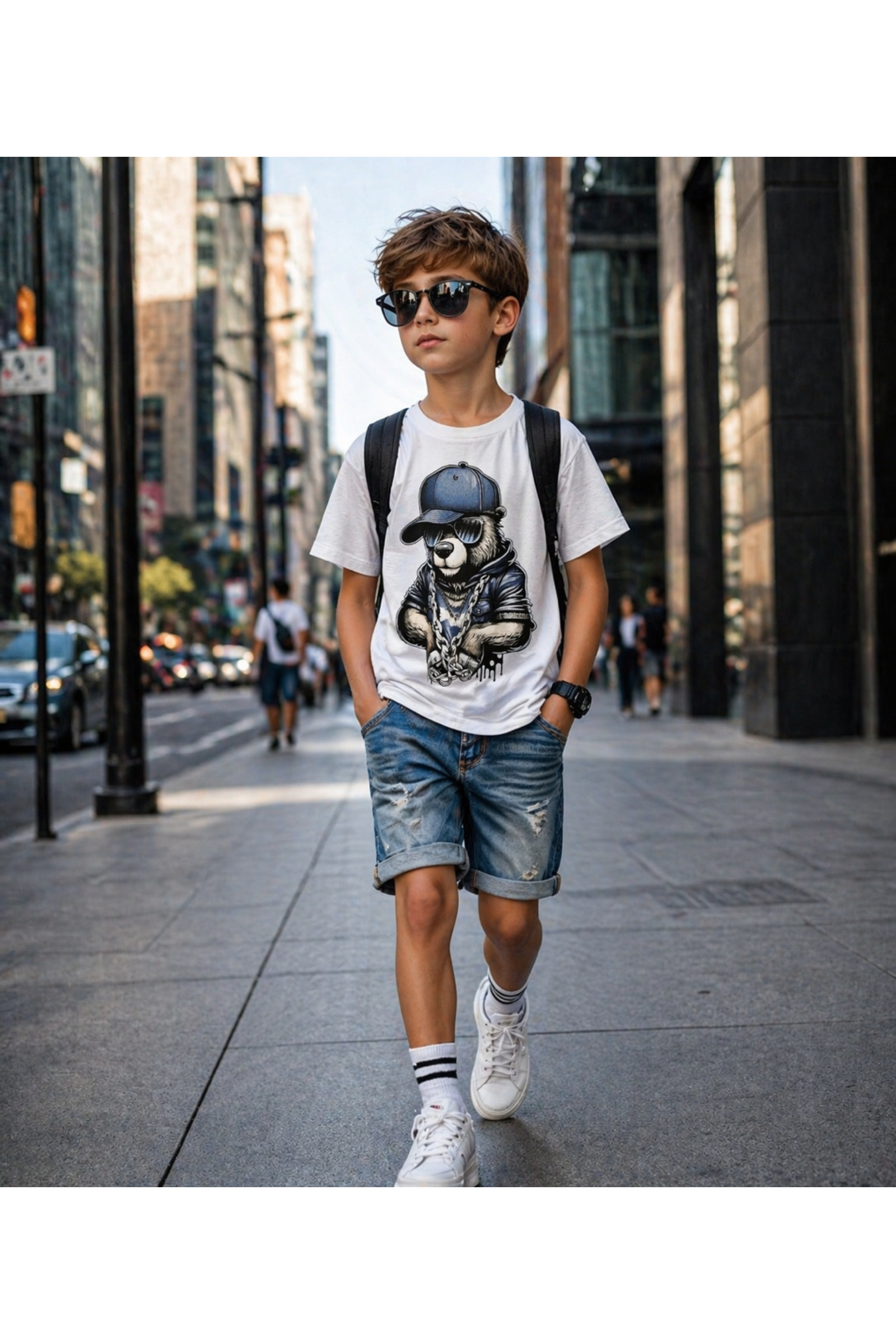 Mayorista Squared & Cubed - Camiseta de algodón para niño con estampado de oso fantasía