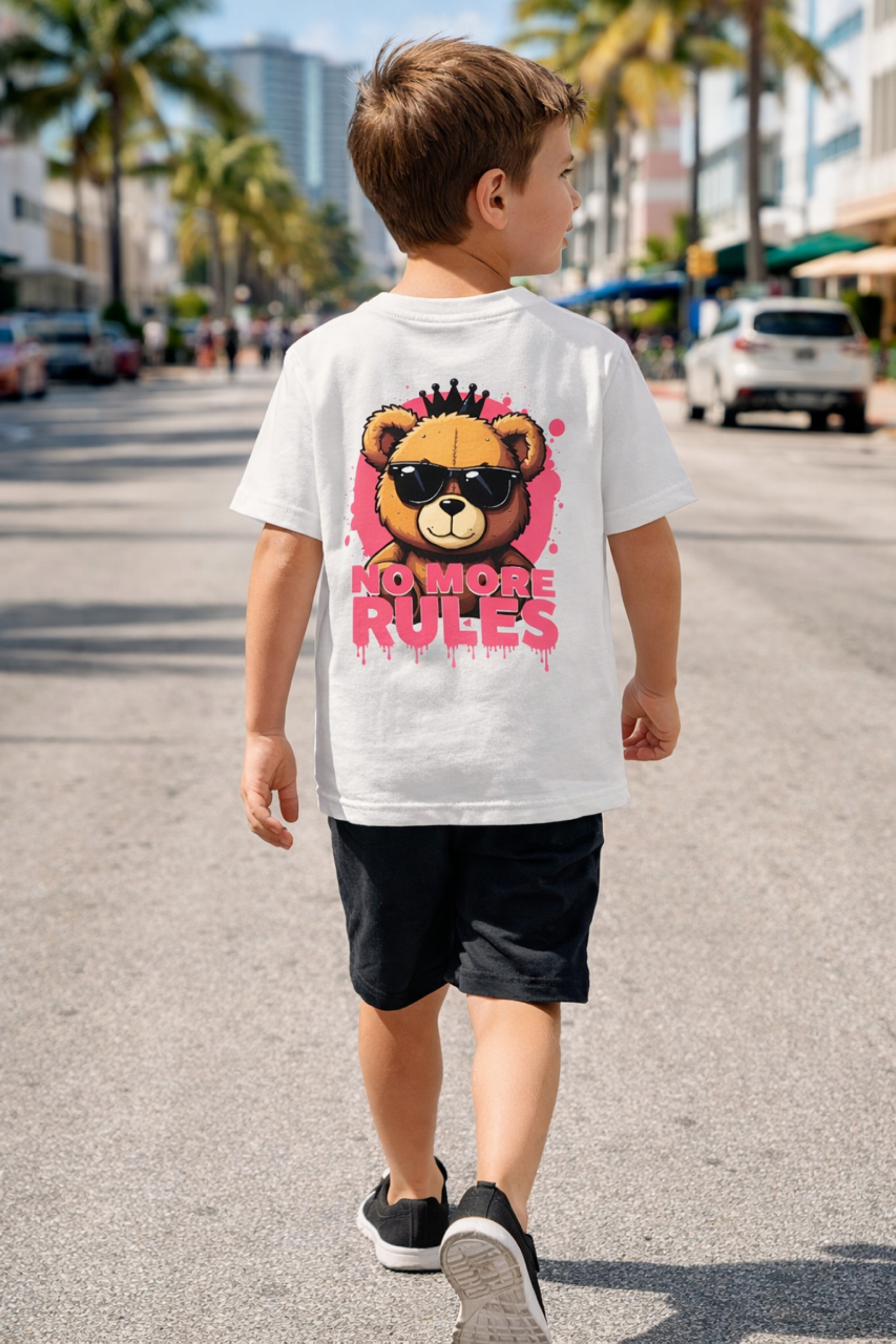 Grossiste Squared & Cubed - Tshirt garçon en coton avec imprimé face + dos ourson ludique No More Rules