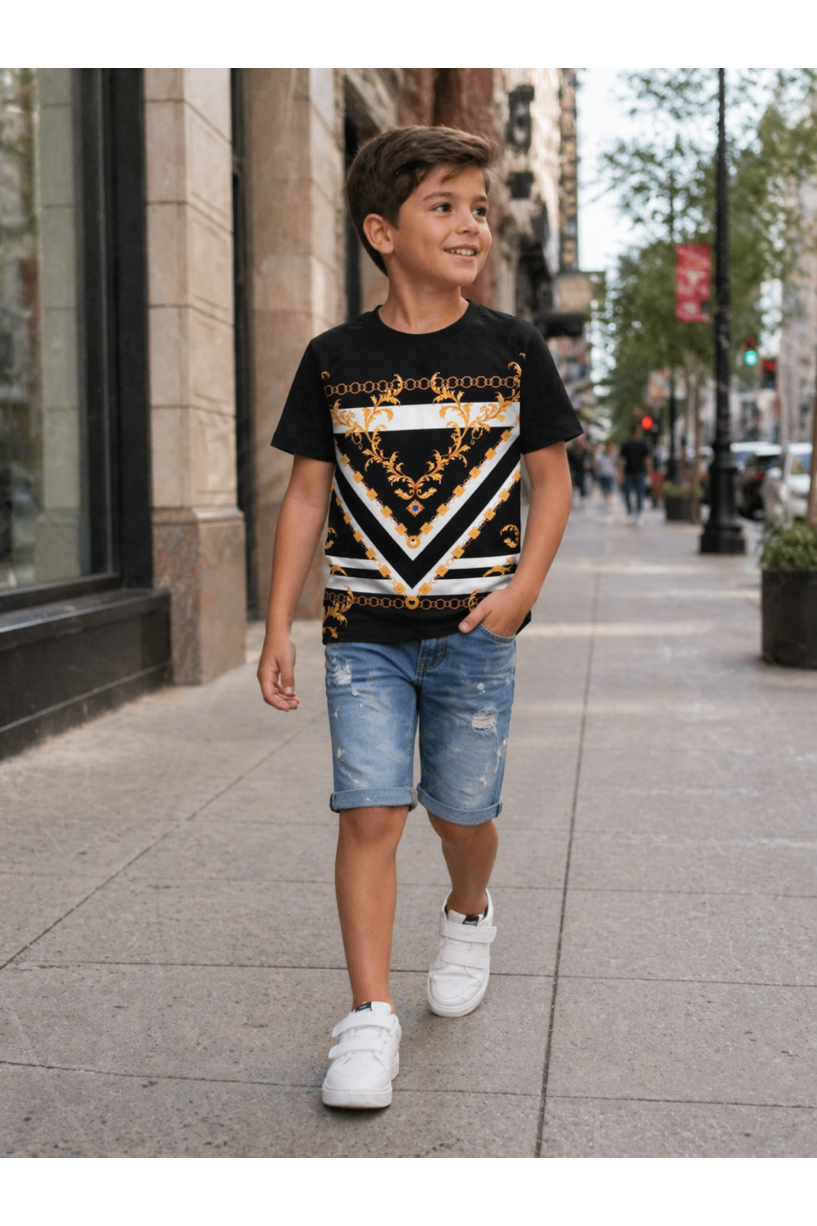 Grossiste Squared & Cubed - Tshirt garçon fluide avec impression baroque