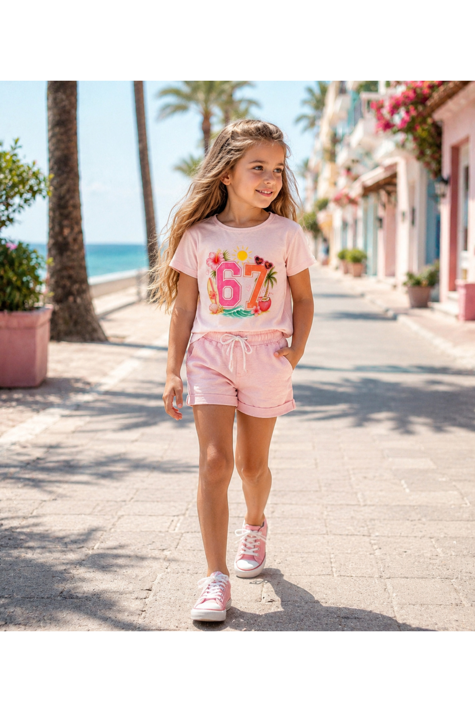 Mayorista Squared & Cubed - Camiseta de algodón para niña con estampado aloha 67