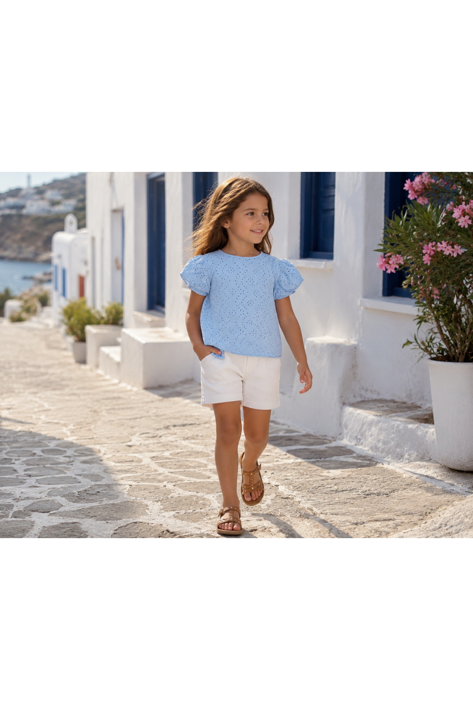 Grossiste Squared & Cubed - Blouse à manches ballons fille en broderie anglaise