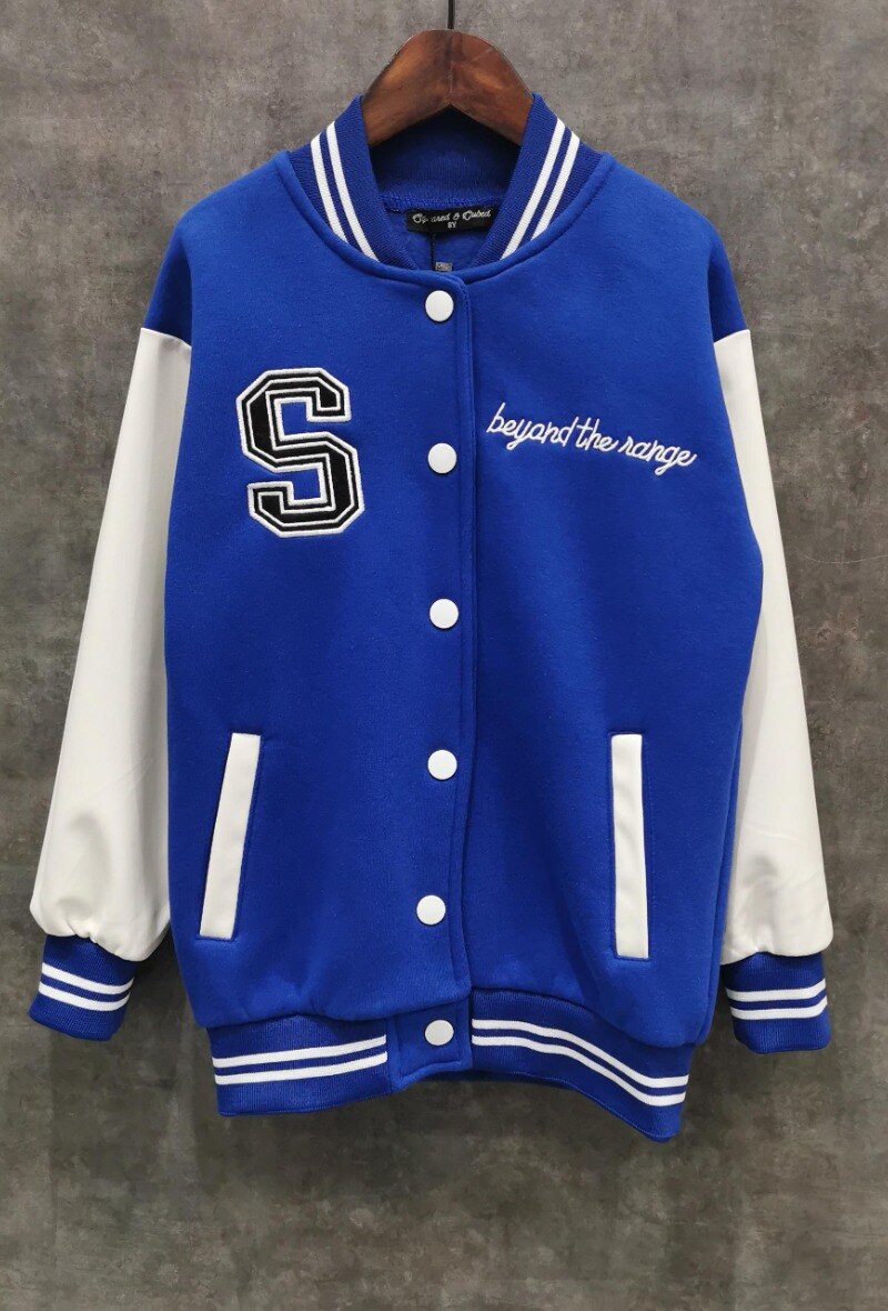Grossista Squared & Cubed - Giacca college oversize lunga in jersey felpato con maniche in similpelle