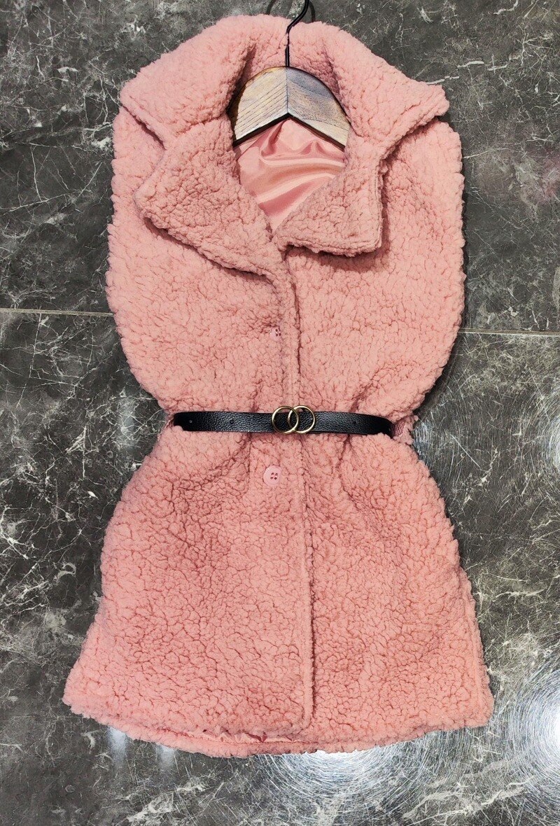 Grossista Squared & Cubed - Giacca senza maniche effetto shearling con cintura