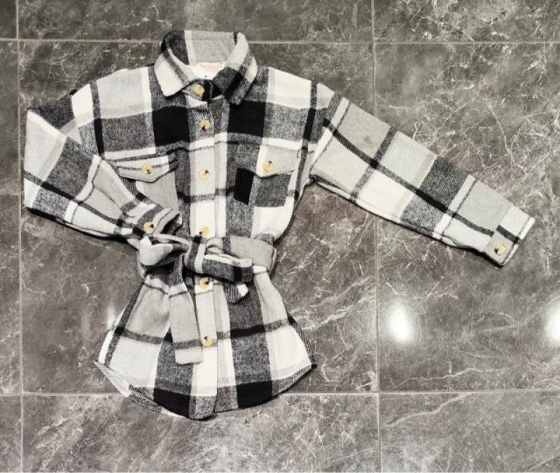 Großhändler Squared & Cubed - Karierte Wolljacke mit Gürtel