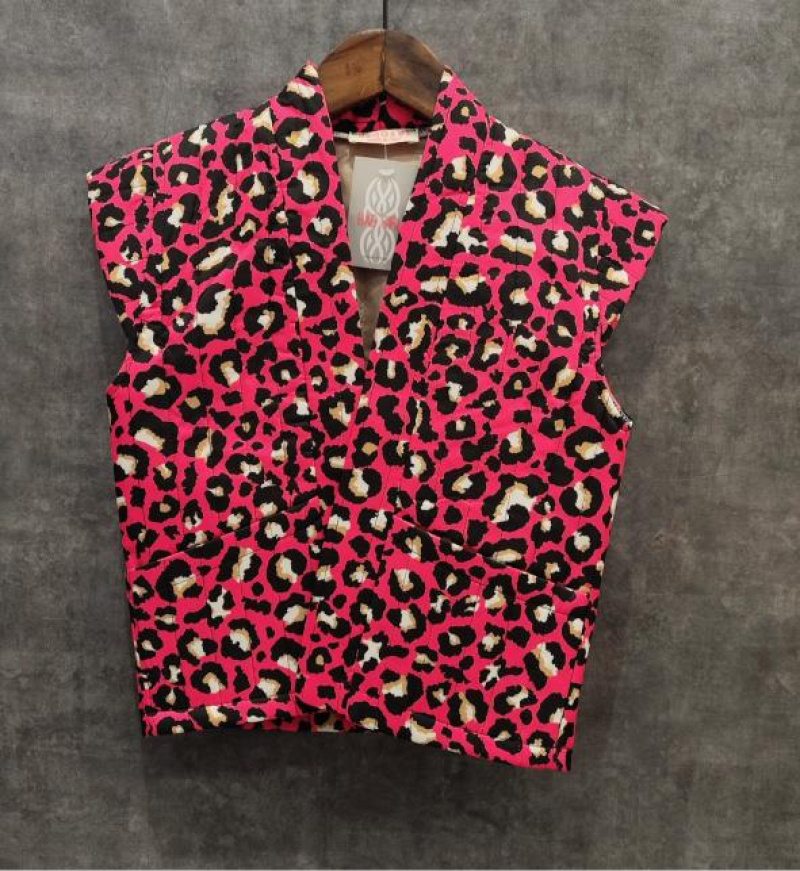 Grossista Squared & Cubed - Gilet trapuntato senza maniche con stampa leopardata