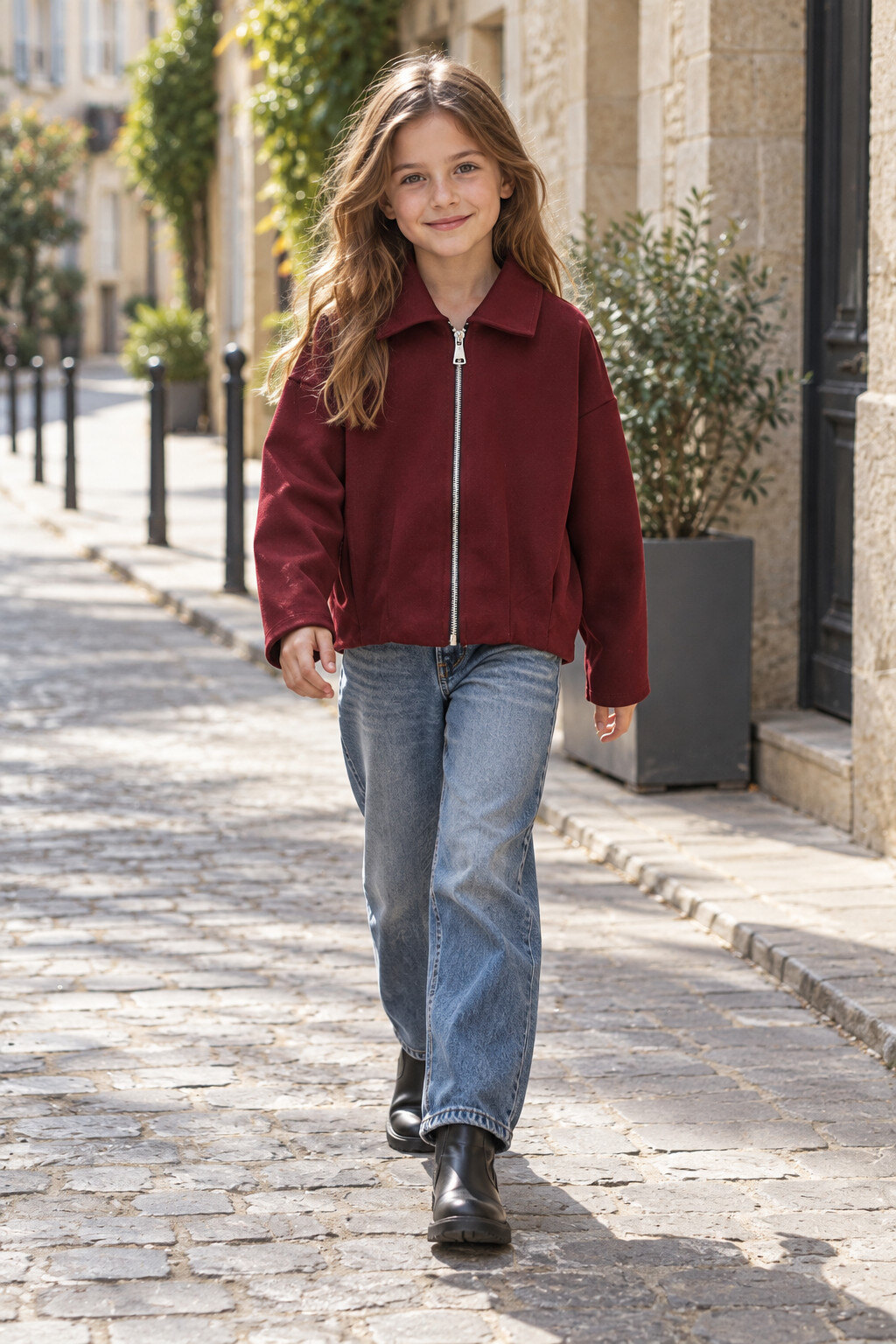 Grossiste Squared & Cubed - Veste fille en laine zippée avec col droit