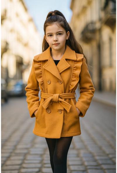Grossiste Squared & Cubed - Veste caban en laine à volants avec ceinture Grossiste Squared & Cubed - Veste caban en laine à volants avec ceinture