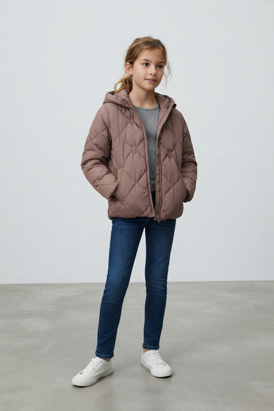 Grossiste Sweety Fashion - Blouson doudoune matelassé à capuche pour fille Grossiste Sweety Fashion - Blouson doudoune matelassé à capuche pour fille