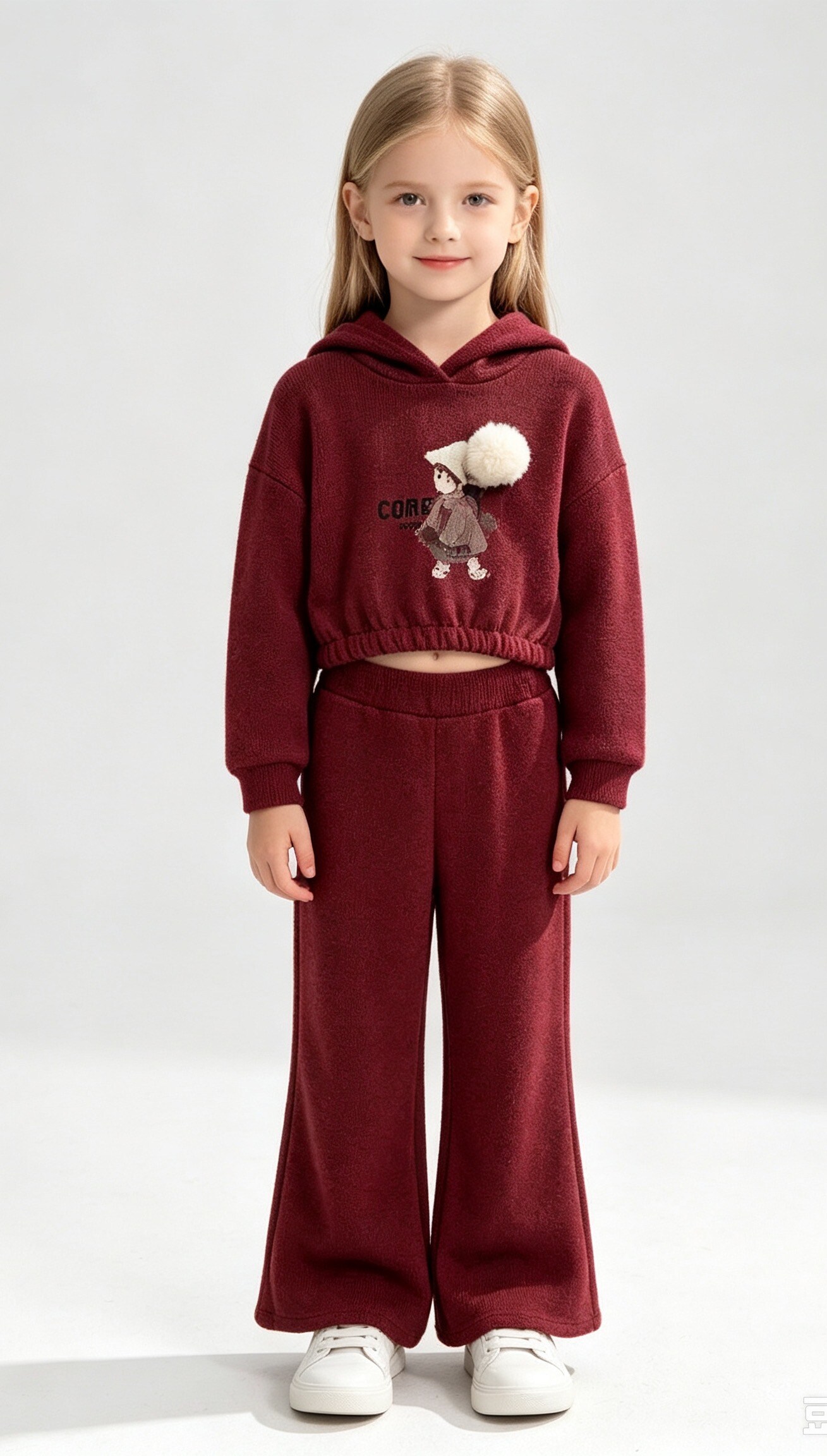 Grossiste Tiffany fashion - Ensemble composé d'un sweat à capuche avec impression et application en fausse fourrure