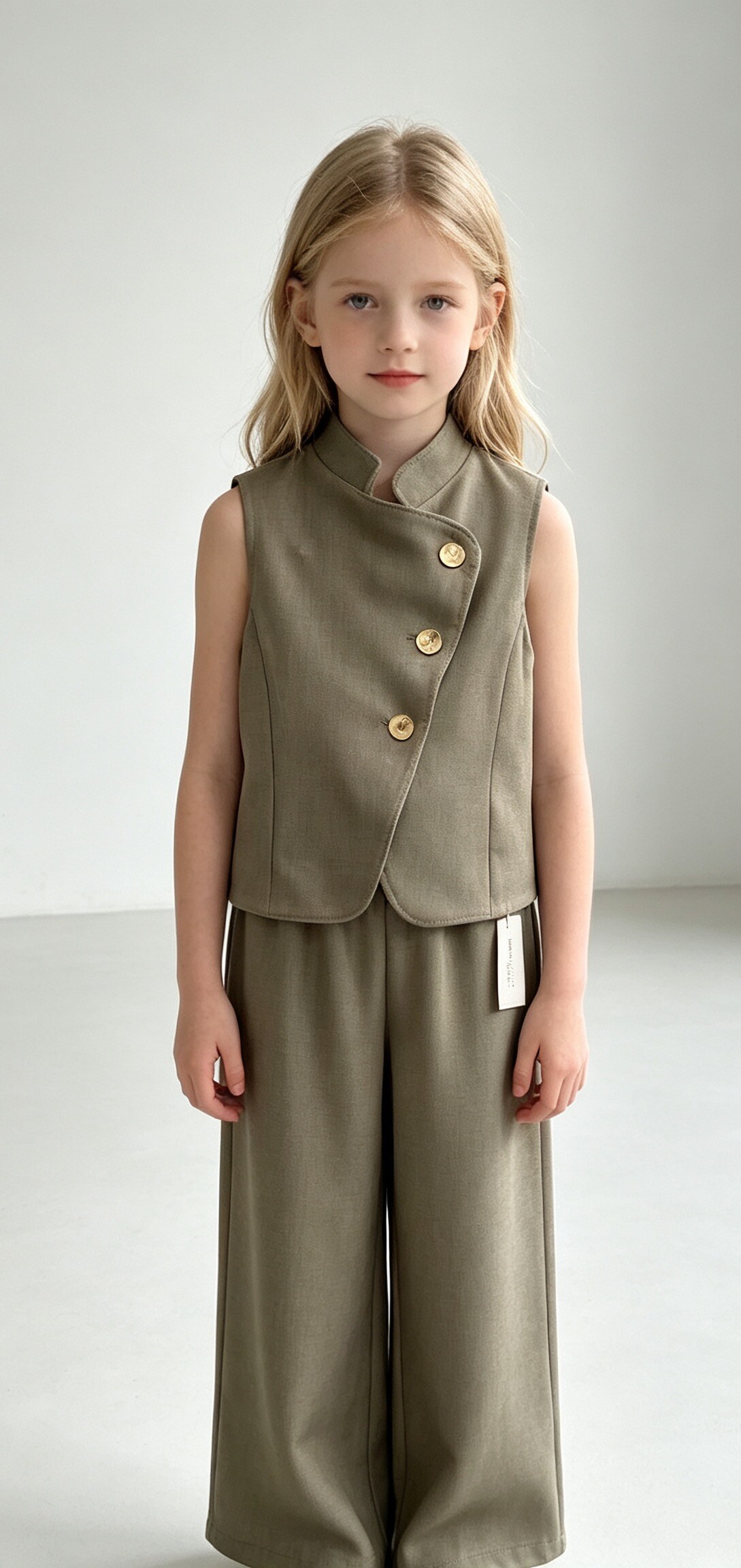 Grossiste Tiffany fashion - Ensemble élégant pour fille avec gilet au design moderne et pantalon ample, disponible en six couleurs, parfait pour les cérémonies et événements spéciaux.