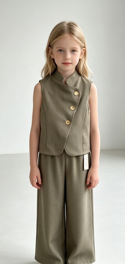 Grossiste Tiffany fashion - Ensemble élégant pour fille avec gilet au design moderne et pantalon ample, disponible en six couleurs, parfait pour les cérémonies et événements spéciaux. Grossiste Tiffany fashion - Ensemble élégant pour fille avec gilet au design moderne et pantalon ample, disponible en six couleurs, parfait pour les cérémonies et événements spéciaux.