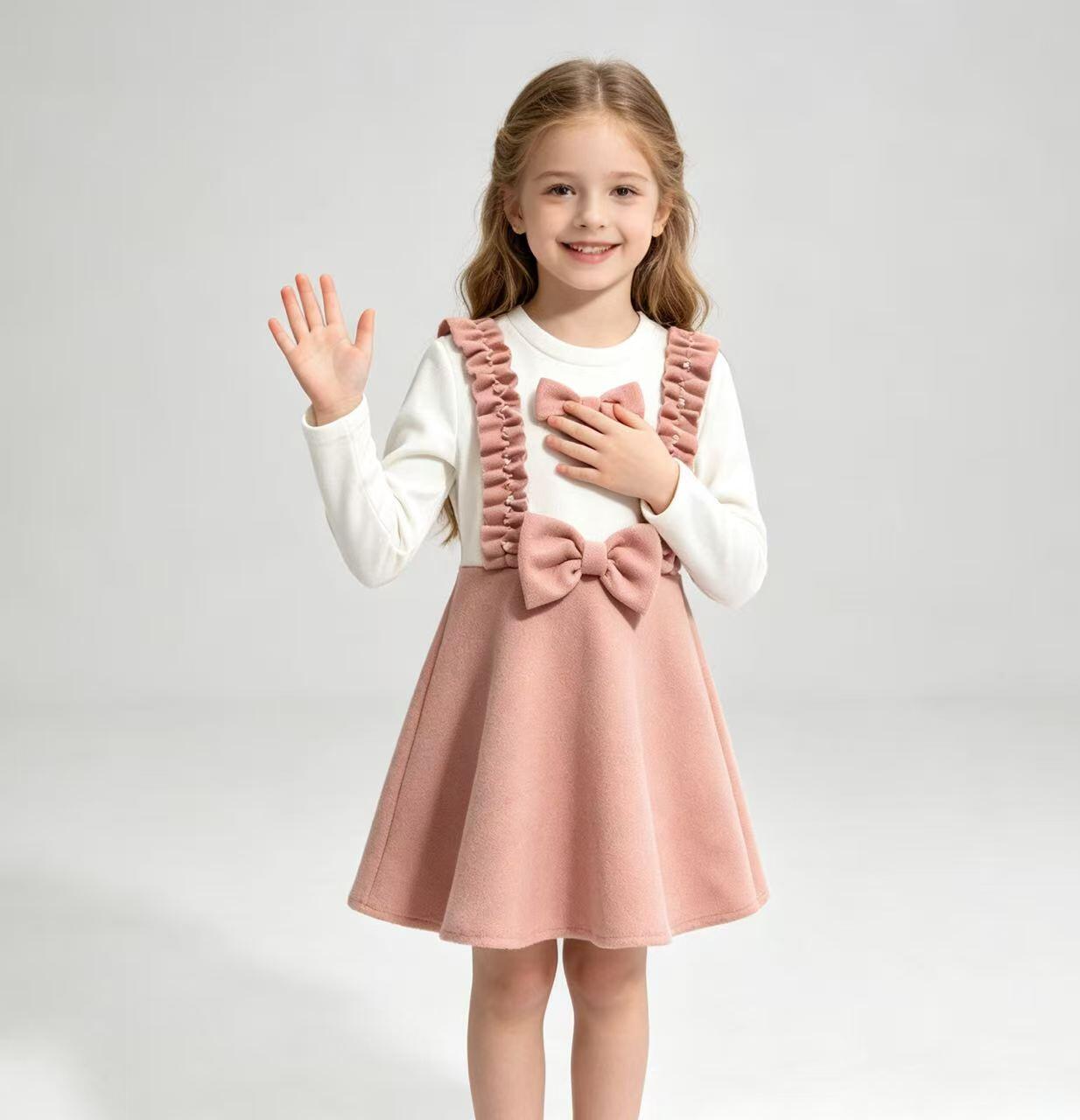 Grossiste Tiffany fashion - Robe élégante pour fille avec bretelles froncées et nœud à la taille