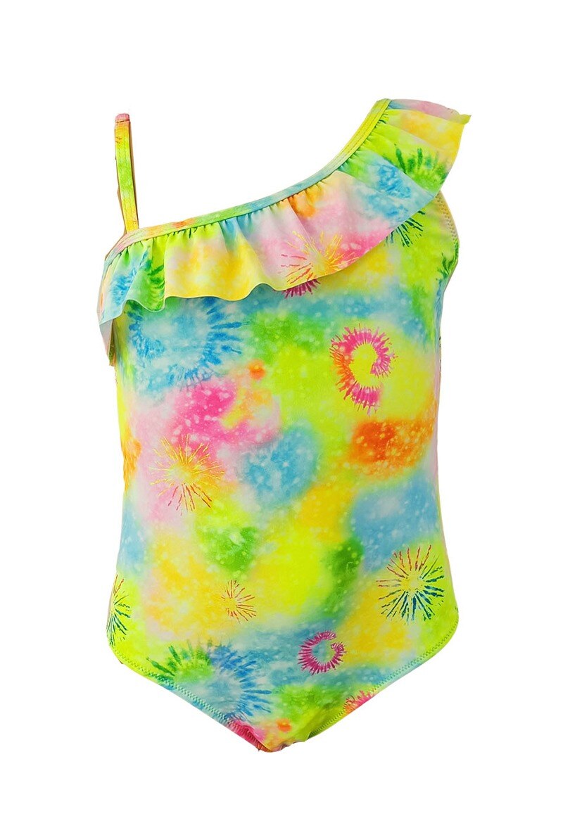 Grossiste Vidoya Swimwear - Maillot une pièce asymétrique pour fille motif tie-dye