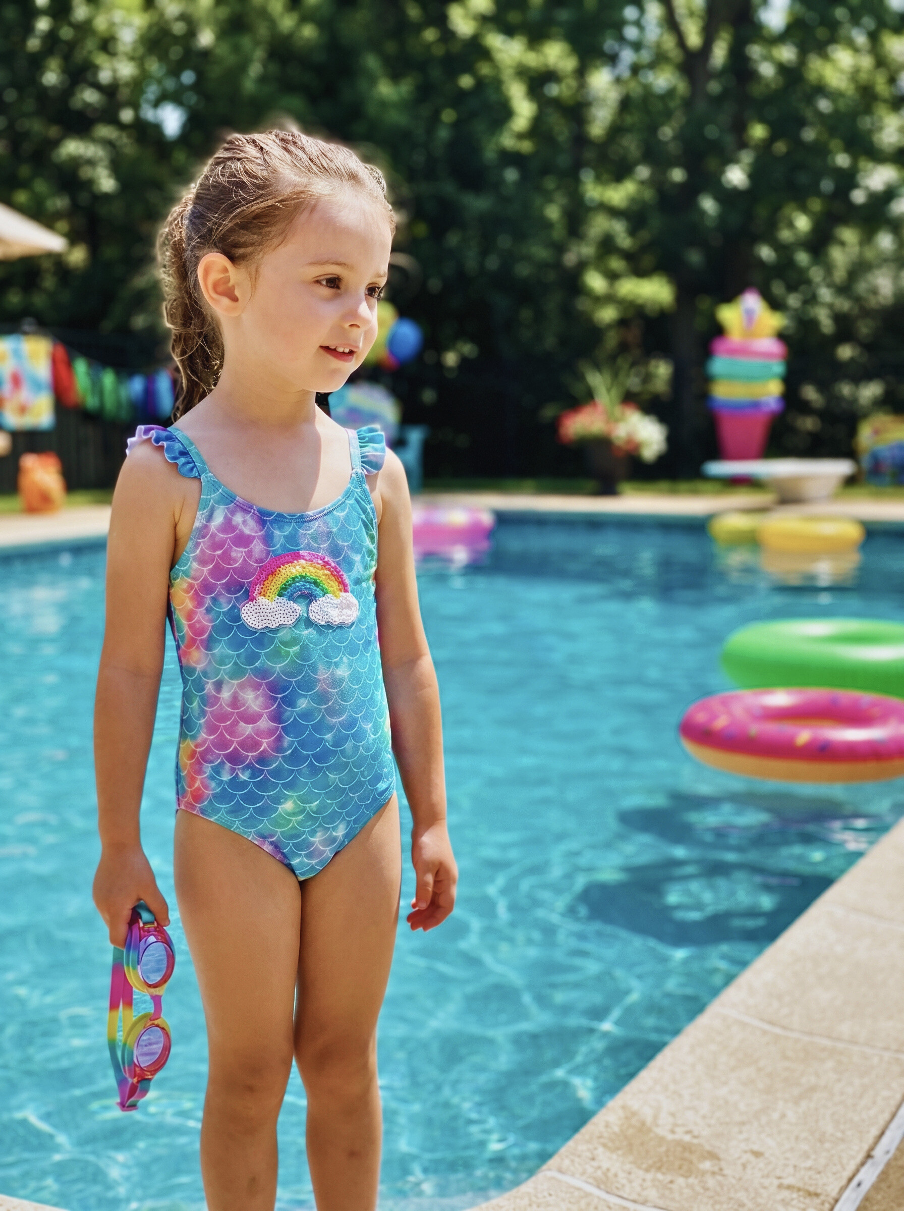 Grossiste Vidoya Swimwear - Maillot de bain fille Mermaid Rainbow 3D