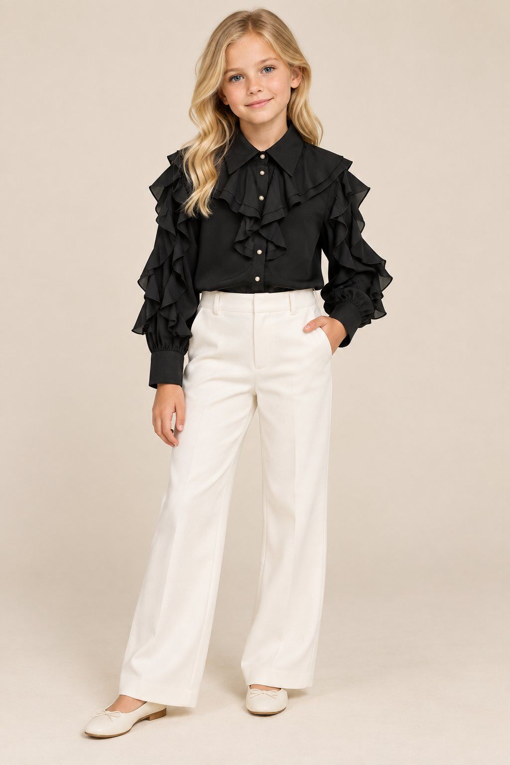 Wholesaler Yoyo S. - Ruffle blouse with pearl buttons